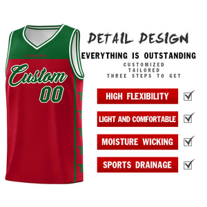 Custom Red Kelly Green Color Block Sets Sports Uniform Basketball Jersey