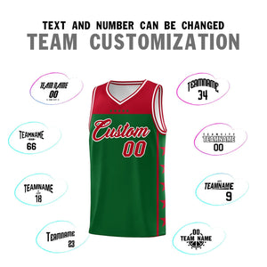 Custom Kelly Green Red Color Block Sets Sports Uniform Basketball Jersey