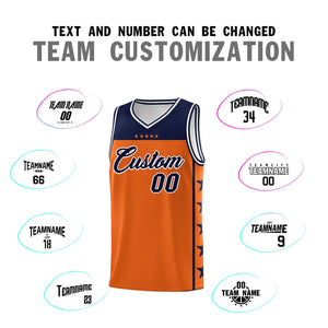 Custom Orange Navy Color Block Sets Sports Uniform Basketball Jersey