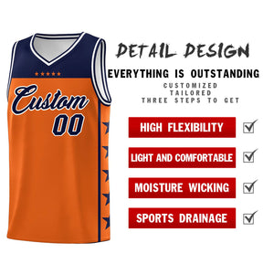 Custom Orange Navy Color Block Sets Sports Uniform Basketball Jersey