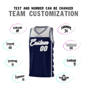 Custom Navy Gray Color Block Sets Sports Uniform Basketball Jersey