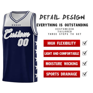 Custom Navy Gray Color Block Sets Sports Uniform Basketball Jersey