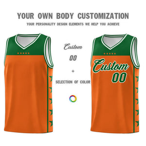 Custom Orange Kelly Green Color Block Sets Sports Uniform Basketball Jersey