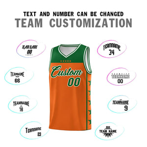 Custom Orange Kelly Green Color Block Sets Sports Uniform Basketball Jersey