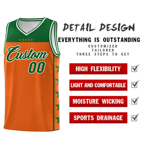 Custom Orange Kelly Green Color Block Sets Sports Uniform Basketball Jersey