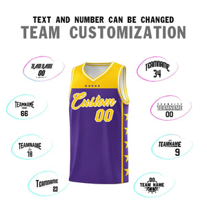 Custom Purple Yellow Color Block Sets Sports Uniform Basketball Jersey