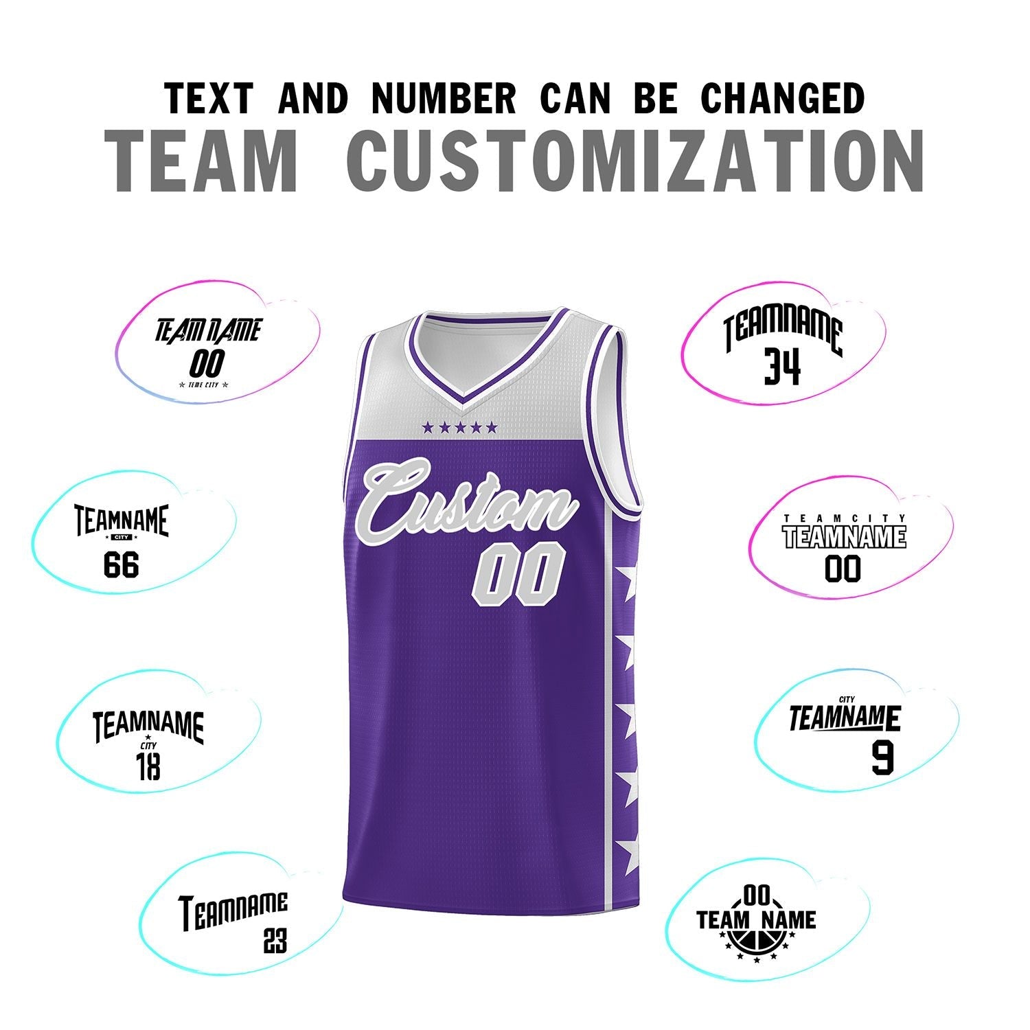 Custom Purple Gray Color Block Sets Sports Uniform Basketball Jersey