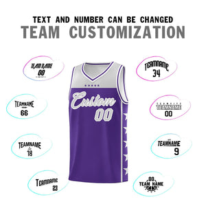 Custom Purple Gray Color Block Sets Sports Uniform Basketball Jersey