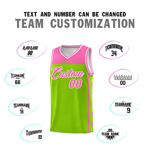 Custom Neon Green Pink Color Block Sets Sports Uniform Basketball Jersey