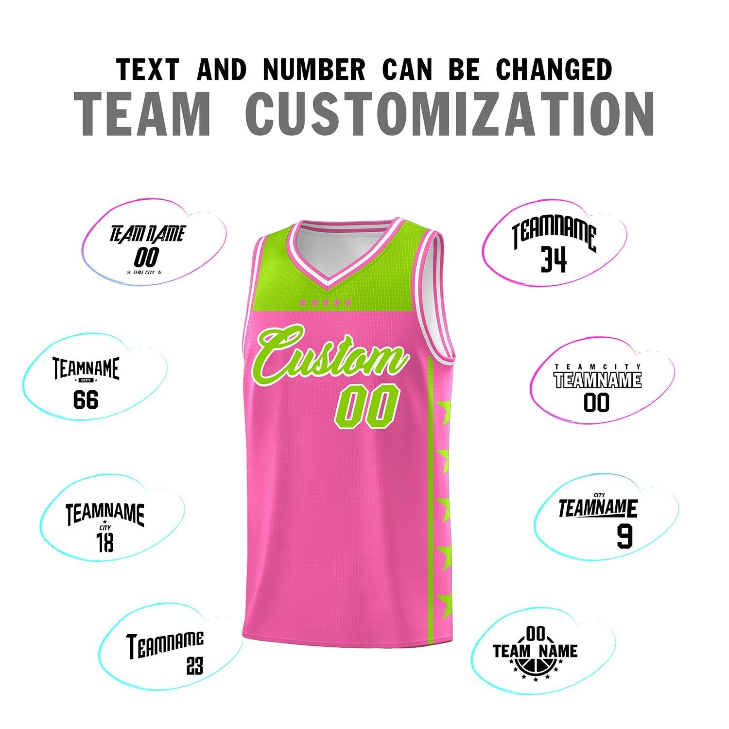 Custom Pink Neon Green Color Block Sets Sports Uniform Basketball Jersey