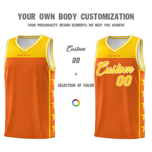 Custom Orange Yellow Color Block Sets Sports Uniform Basketball Jersey