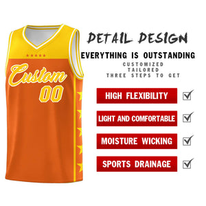 Custom Orange Yellow Color Block Sets Sports Uniform Basketball Jersey