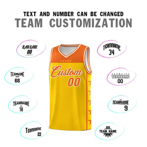 Custom Gold Orange Color Block Sets Sports Uniform Basketball Jersey