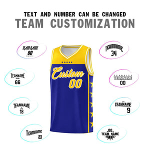 Custom Royal Yellow Color Block Sets Sports Uniform Basketball Jersey