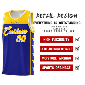 Custom Royal Yellow Color Block Sets Sports Uniform Basketball Jersey