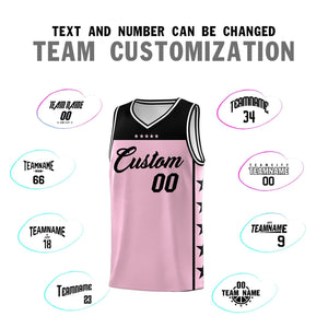 Custom Light Pink Black Color Block Sets Sports Uniform Basketball Jersey