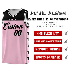 Custom Light Pink Black Color Block Sets Sports Uniform Basketball Jersey