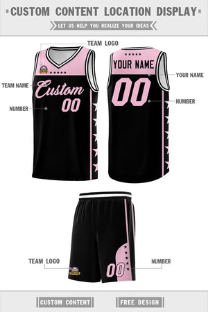 Custom Black Light Pink Color Block Sets Sports Uniform Basketball Jersey