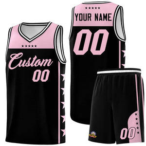 Custom Black Light Pink Color Block Sets Sports Uniform Basketball Jersey