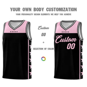 Custom Black Light Pink Color Block Sets Sports Uniform Basketball Jersey