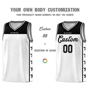 Custom White Black Color Block Sets Sports Uniform Basketball Jersey