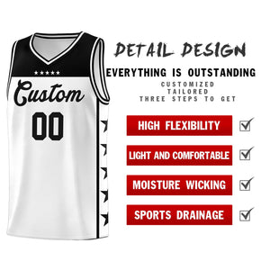 Custom White Black Color Block Sets Sports Uniform Basketball Jersey