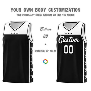 Custom Black White Color Block Sets Sports Uniform Basketball Jersey