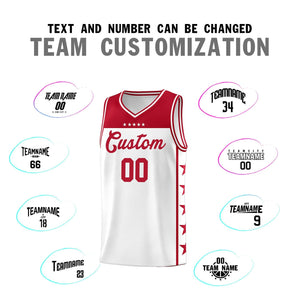 Custom White Red Color Block Sets Sports Uniform Basketball Jersey