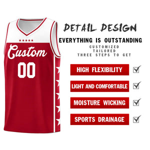 Custom Red White Color Block Sets Sports Uniform Basketball Jersey