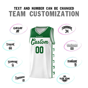 Custom White Kelly Green Color Block Sets Sports Uniform Basketball Jersey