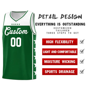 Custom Kelly Green White Color Block Sets Sports Uniform Basketball Jersey