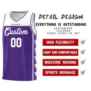 Custom Purple White Color Block Sets Sports Uniform Basketball Jersey