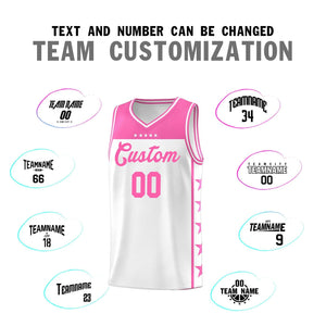 Custom White Pink Color Block Sets Sports Uniform Basketball Jersey