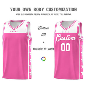 Custom Pink White Color Block Sets Sports Uniform Basketball Jersey