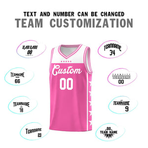 Custom Pink White Color Block Sets Sports Uniform Basketball Jersey