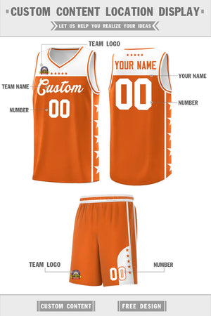 Custom Orange White Color Block Sets Sports Uniform Basketball Jersey