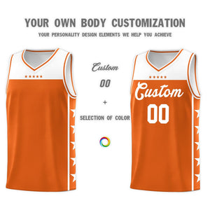 Custom Orange White Color Block Sets Sports Uniform Basketball Jersey