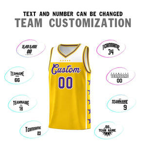 Custom Gold Purple Color Block Sets Sports Uniform Basketball Jersey