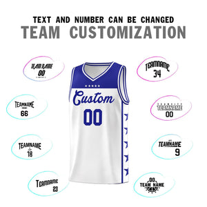 Custom White Royal Color Block Sets Sports Uniform Basketball Jersey