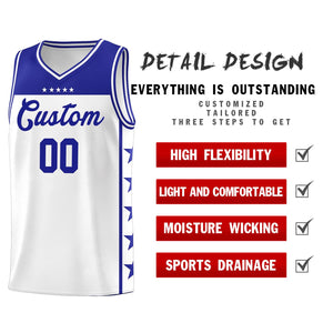 Custom White Royal Color Block Sets Sports Uniform Basketball Jersey