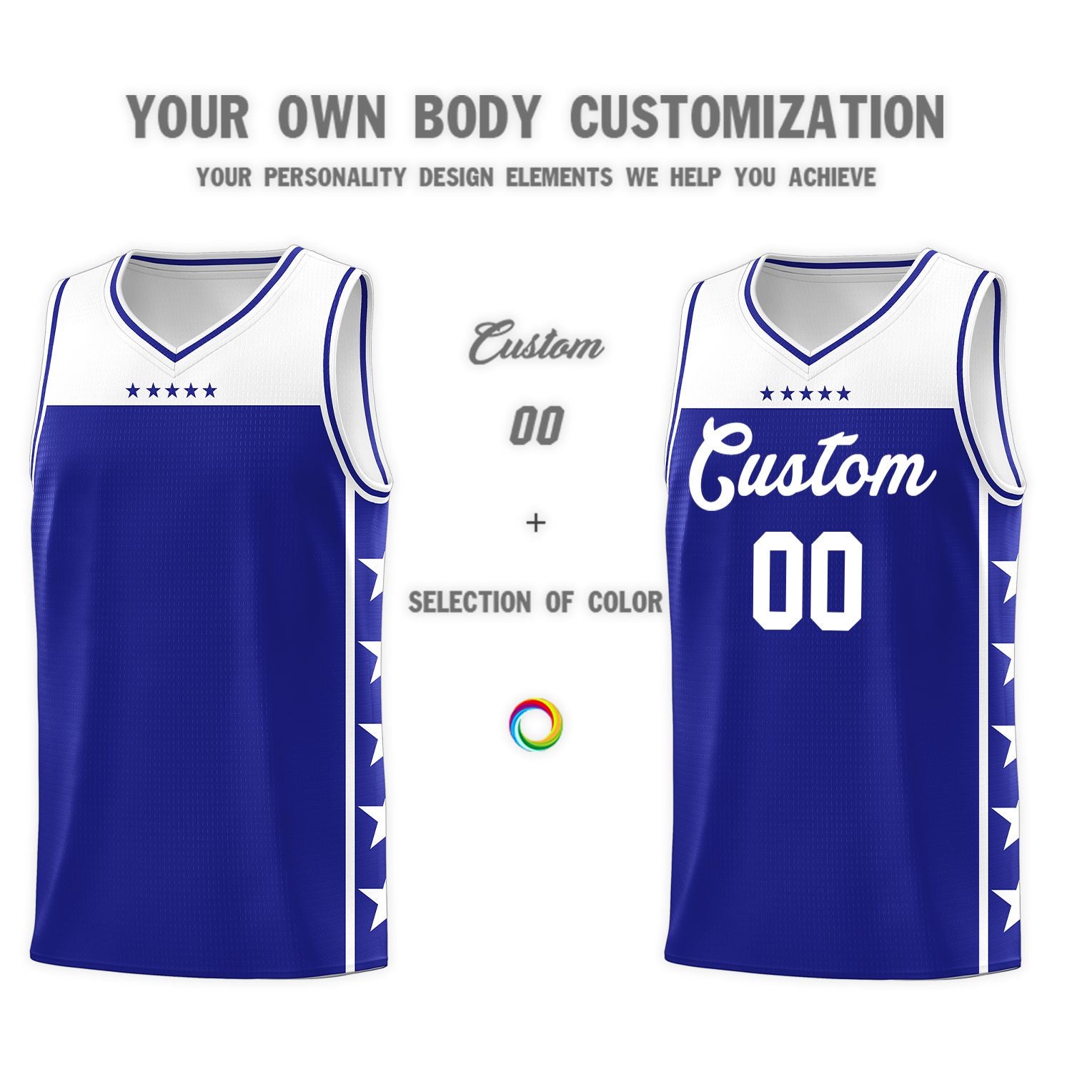 Custom Royal White Color Block Sets Sports Uniform Basketball Jersey