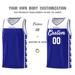 Custom Royal White Color Block Sets Sports Uniform Basketball Jersey