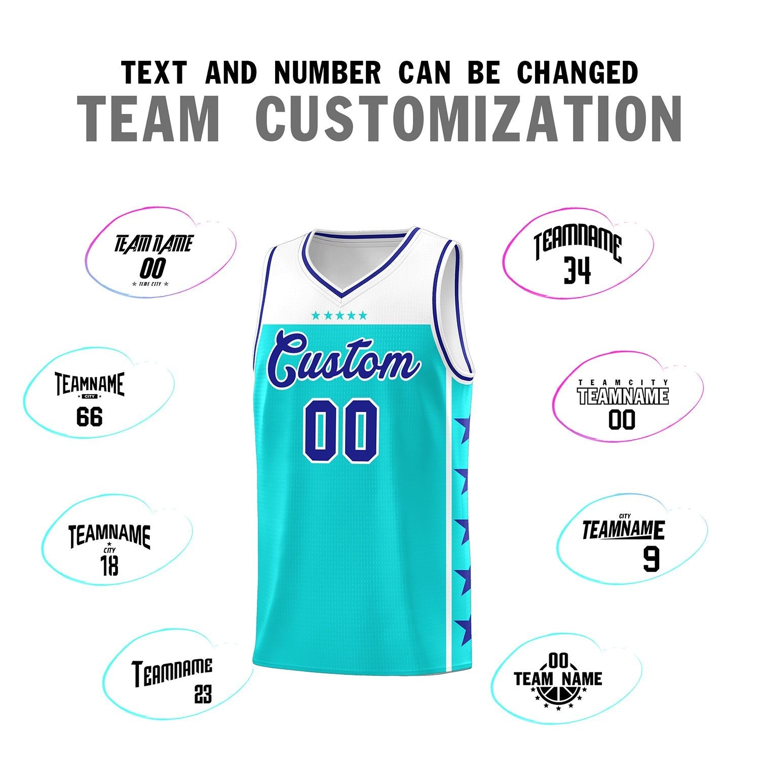 Custom Sky Blue Royal Color Block Sets Sports Uniform Basketball Jersey