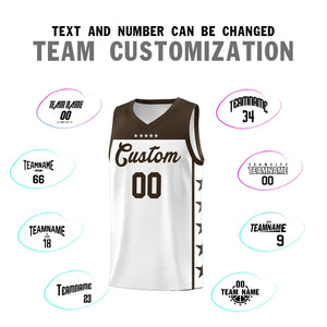 Custom White Brown Color Block Sets Sports Uniform Basketball Jersey