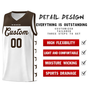 Custom White Brown Color Block Sets Sports Uniform Basketball Jersey