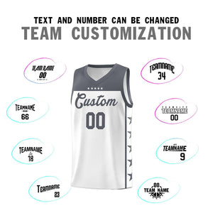 Custom White Dark Gray Color Block Sets Sports Uniform Basketball Jersey