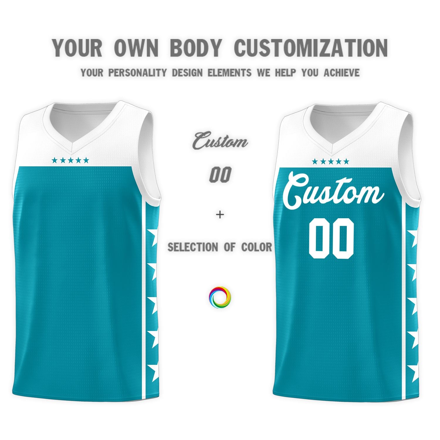 Custom Aqua White Color Block Sets Sports Uniform Basketball Jersey