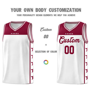 Custom White Crimson Color Block Sets Sports Uniform Basketball Jersey