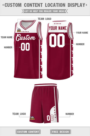 Custom Crimson White Color Block Sets Sports Uniform Basketball Jersey