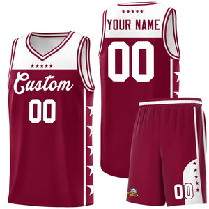 Custom Crimson White Color Block Sets Sports Uniform Basketball Jersey